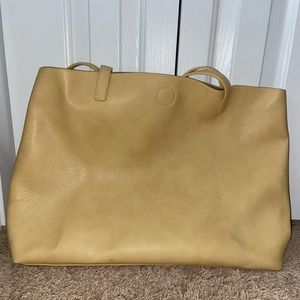 Yellow Vegan Leather Tote Bag.